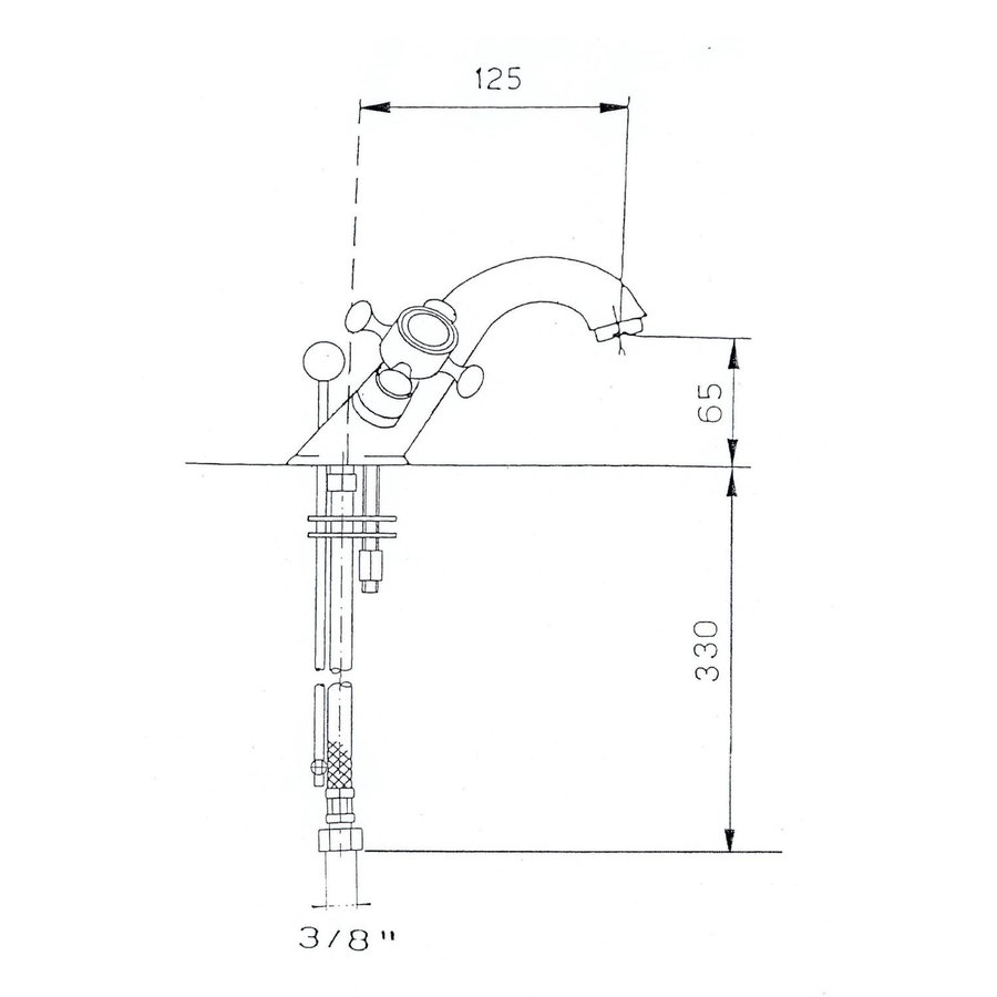 Wastafelmengkraan Sapho Antea 2-knop Uitloop 6.5 cm Chroom / Goud (incl. clickwaste)