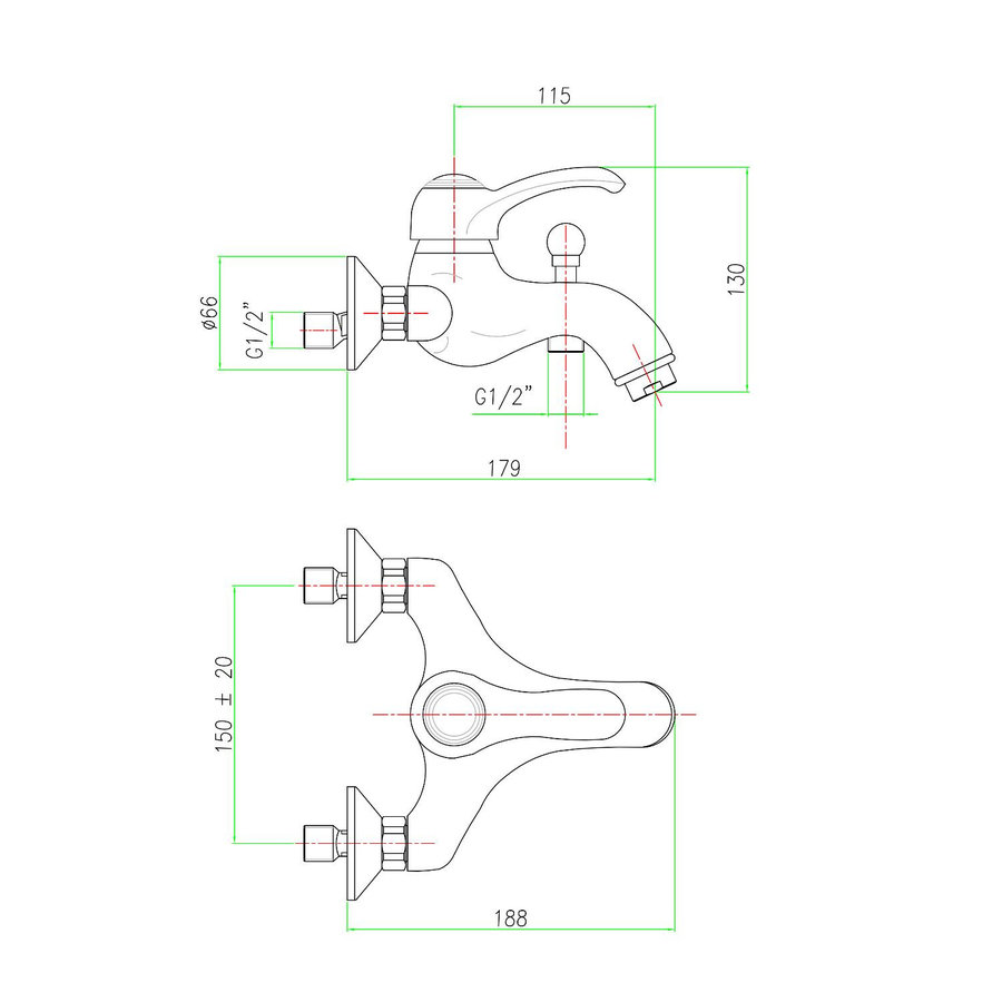 Opbouw Badkraan Sapho Kirk� Mengkraan 1-hendel 11.5 cm Brons