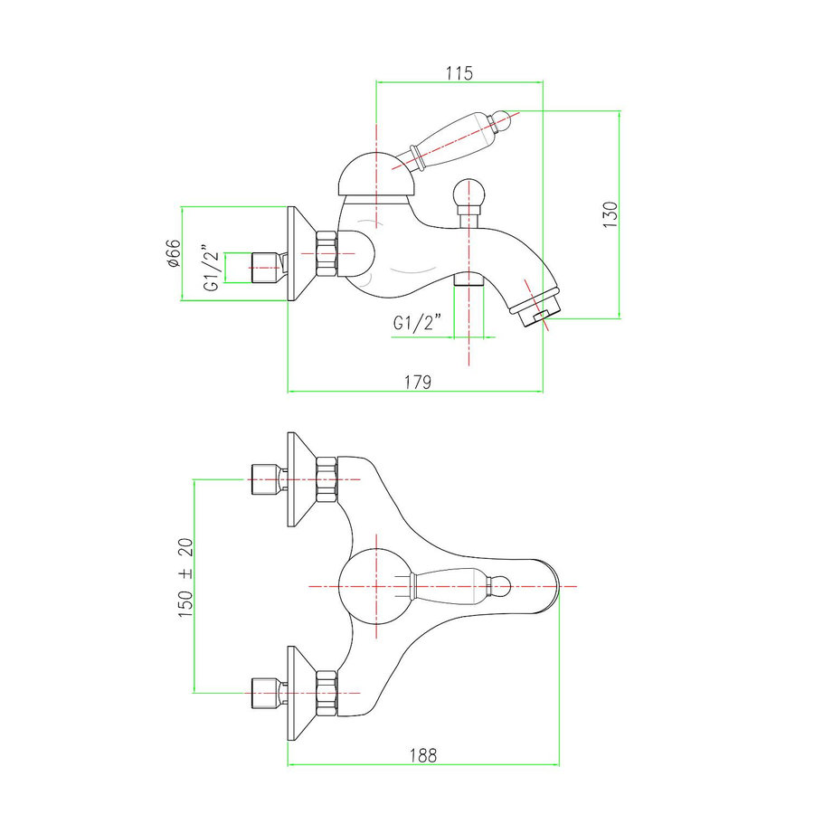 Opbouw Badkraan Sapho Kirk� Mengkraan Retro Wit 1-hendel 11.5 cm Chroom