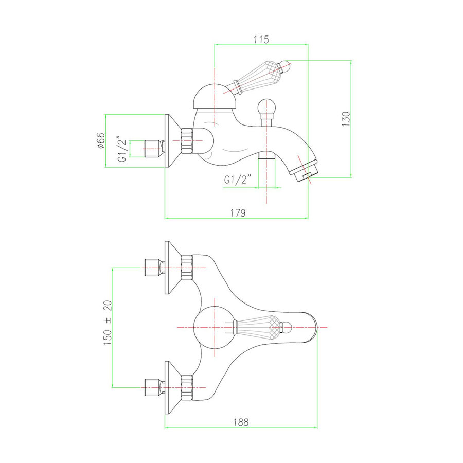 Opbouw Badkraan Sapho Kirk� Mengkraan Retro Kristal 1-hendel 11.5 cm Goud