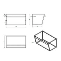 Ophangbeugel Sapho SKA Industrial voor Wastafelblad MA075 75 cm met MDF plank Mat Zwart