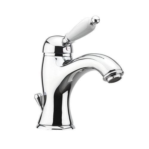 Wastafelmengkraan Sapho Kirk� Wit Retro 1-hendel Gebogen 18.2 cm Chroom (incl. clickwaste) 