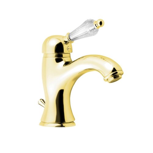 Wastafelmengkraan Sapho Kirké Retro Kristal 1-hendel Gebogen 18.2 cm Goud (incl. clickwaste) 