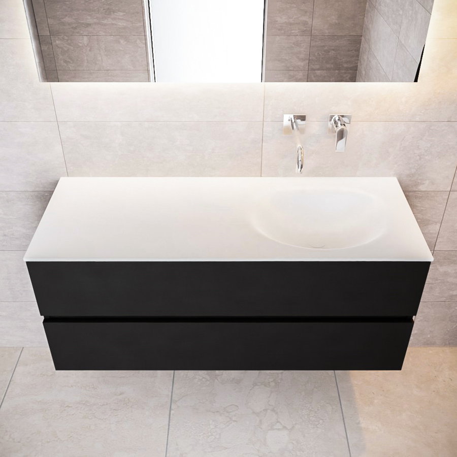 Badkamermeubel Solid Surface AQS Stockholm 120x45 cm Mat Zwart Urban (veertien varianten)