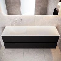 Badkamermeubel Solid Surface AQS Oslo 150x45 cm Mat Zwart Urban (veertien varianten)