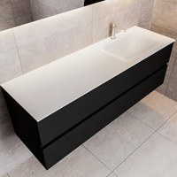 Badkamermeubel Solid Surface AQS Oslo 150x45 cm Mat Zwart Urban (veertien varianten)