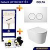 Geberit UP100 Toiletset 51 Civita Glans Wit Rimless Met bril En Drukplaat