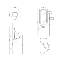 Urinoir Set Salenzi Hung Achterinlaat Mat Zwart met TECE Loop Drukplaat Glas