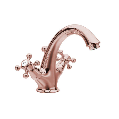 Wastafelmengkraan Sapho Antea 2-knop Uitloop 12 cm Rose Goud (incl. clickwaste) 