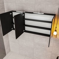 Spiegelkast Boss & Wessing Cube 150x70x16 cm Mat Zwart Urban (3 deuren)