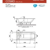 Ligbad Allibert Cosmo 170x75x53,5-55 cm