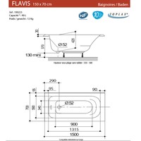 Ligbad Allibert Flavis Plaatsbesparend 150x70x55-58 cm