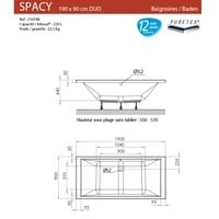 Ligbad Allibert Spacy DUO 190x90x55-57 cm