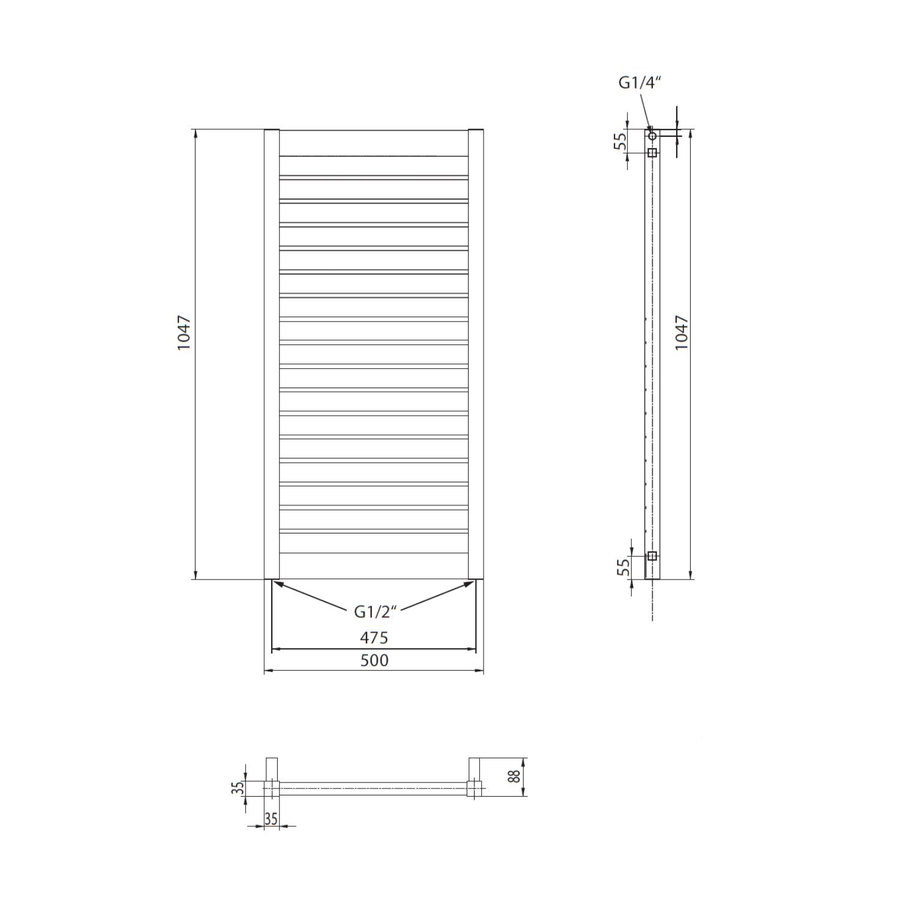 Designradiator Sapho Mateo Recht 50x104.7 cm 508W Antraciet