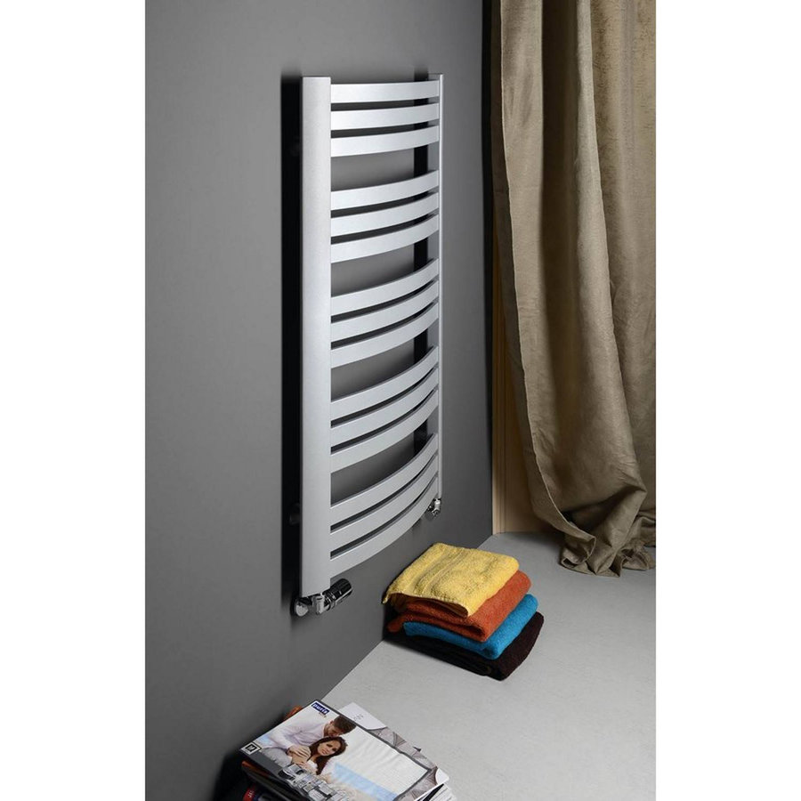 Handdoekradiator Sapho Sidi Gebogen 59.5x109.7 cm 553W Zilver
