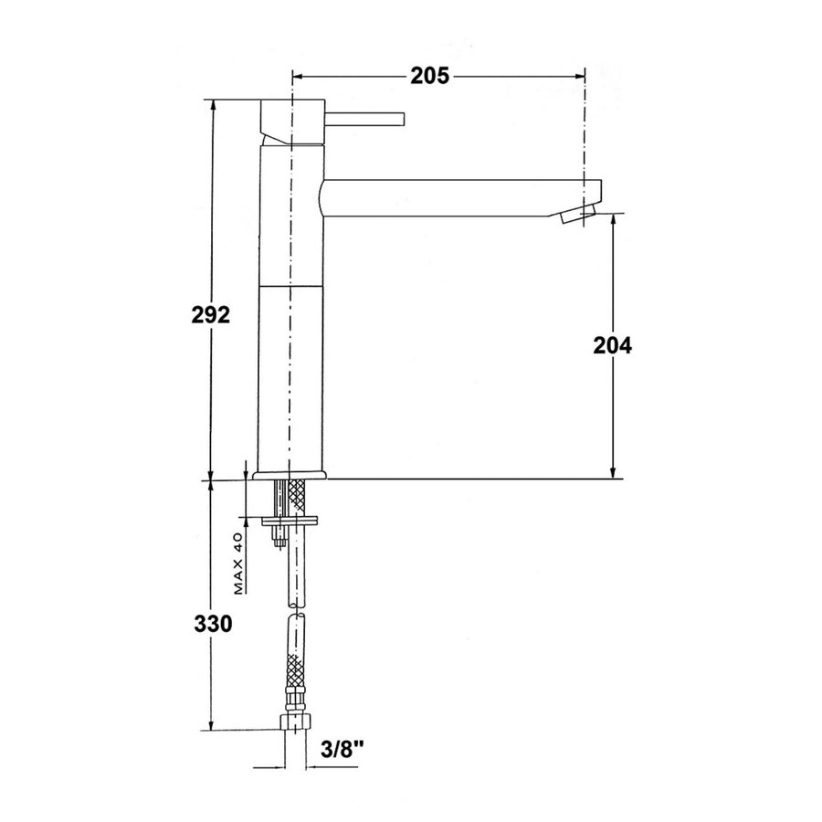 Wastafelmengkraan Sapho Rhapsody 1-hendel Recht Hoog 29.2 cm Chroom