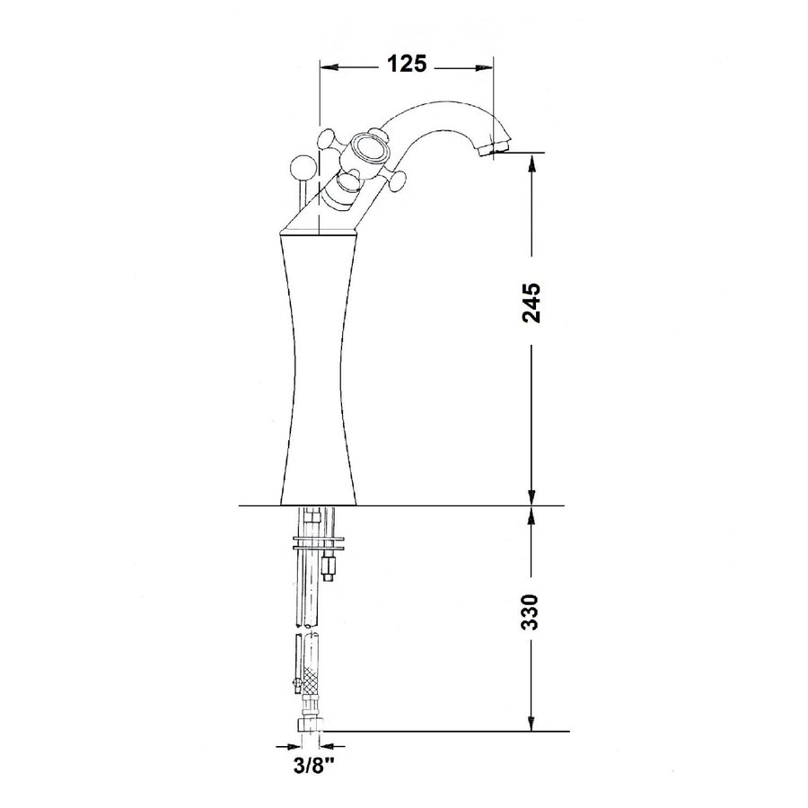 Wastafelmengkraan Sapho Antea 2-knop Gebogen Hoog 24.5 cm Chroom (incl. pop-up waste)