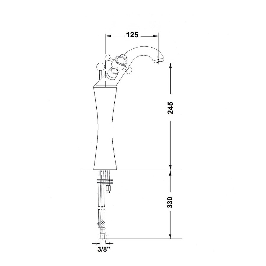 Wastafelmengkraan Sapho Antea 2-knop Gebogen Hoog 24.5 cm Brons (incl. pop-up waste)