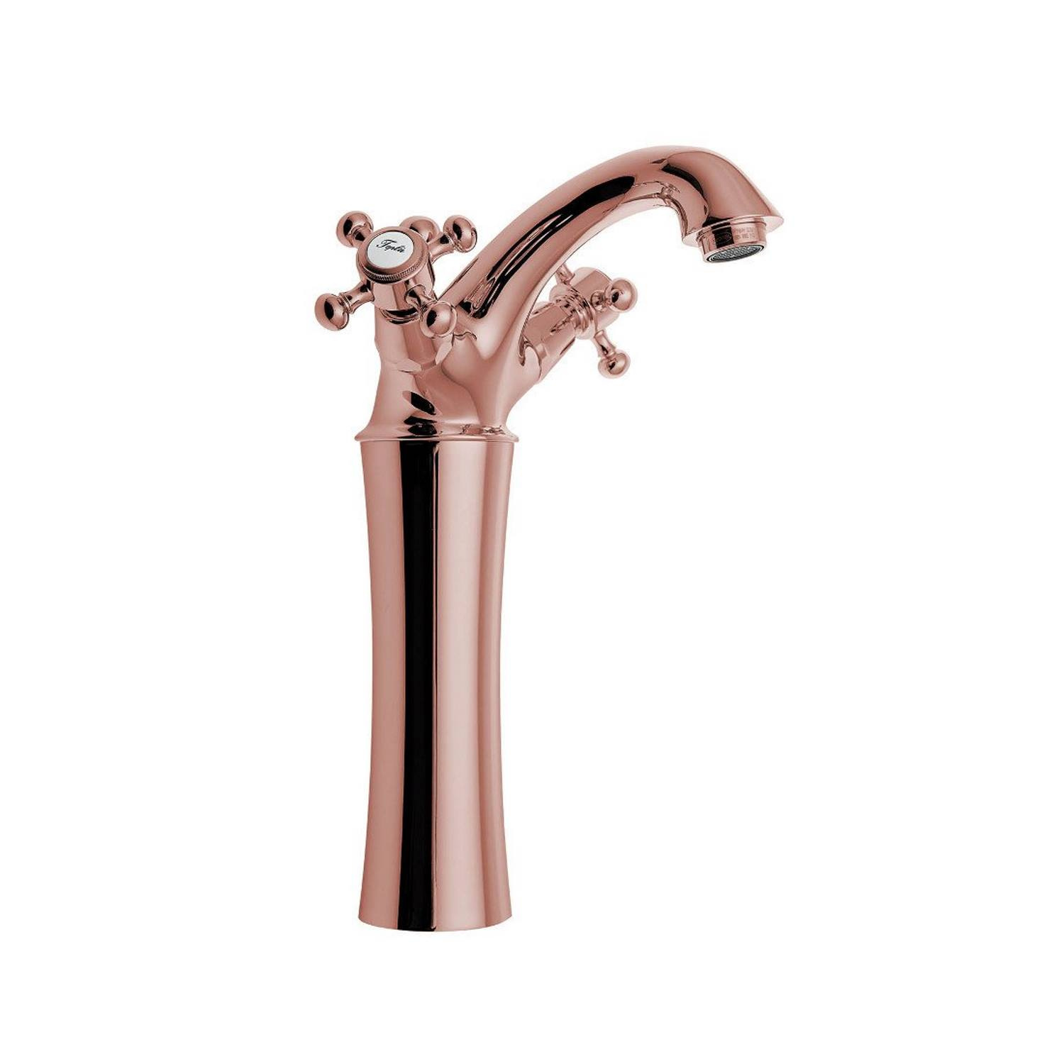 Wastafelmengkraan Sapho Antea 2-knop Gebogen Hoog 24.5 cm Rose Goud Sapho