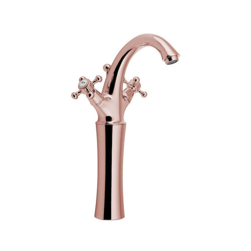 Wastafelmengkraan Sapho Antea 2-knop Gebogen Hoog 30 cm Rose Goud (incl. pop-up waste) 