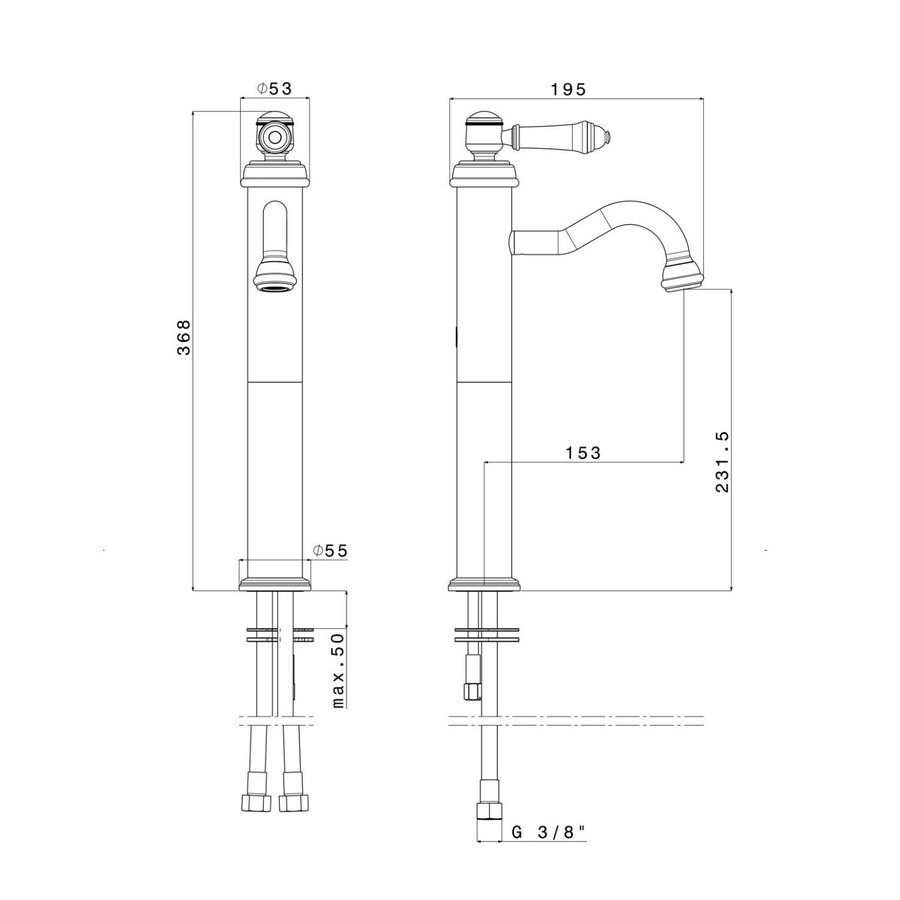 Wastafelmengkraan Sapho Vienna 1-hendel Gebogen Hoog 36.8 cm Chroom