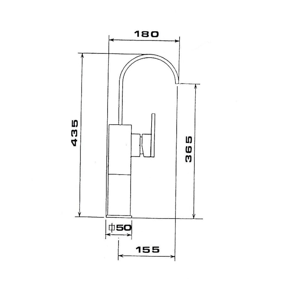 Wastafelmengkraan Sapho Triumph 1-hendel Gebogen Hoog 43.5 cm Chroom