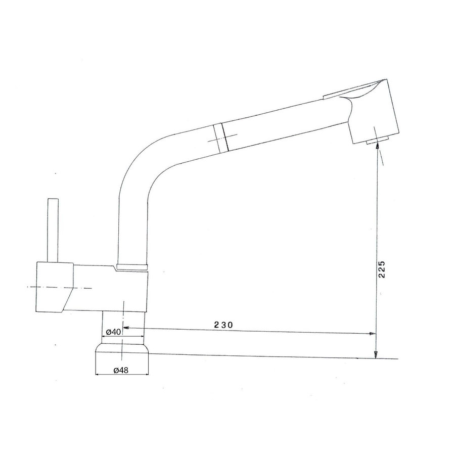 Keukenmengkraan Sapho Rhapsody 1-hendel 22.5 cm met Uittrekbare Spray Chroom