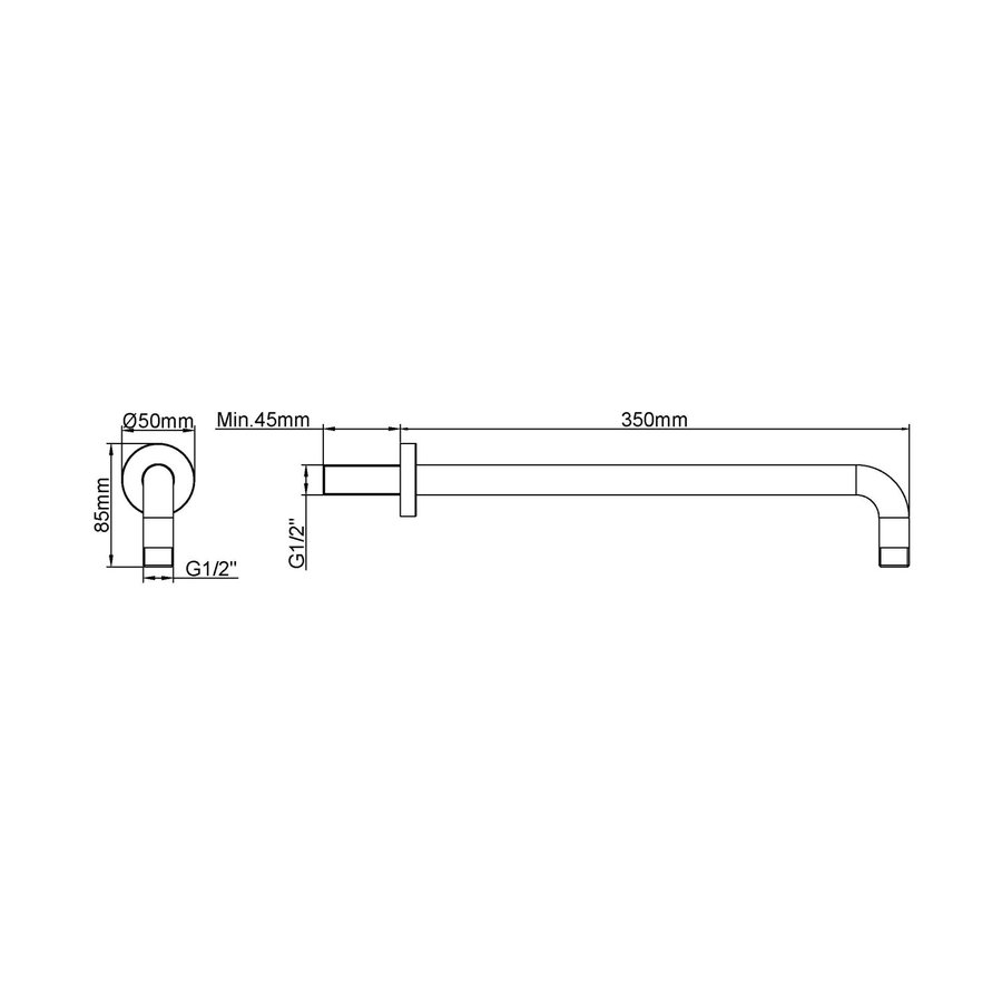 Luxe Douche-Arm Wiesbaden Rond Muurbevestiging 35 cm Geborsteld Koper