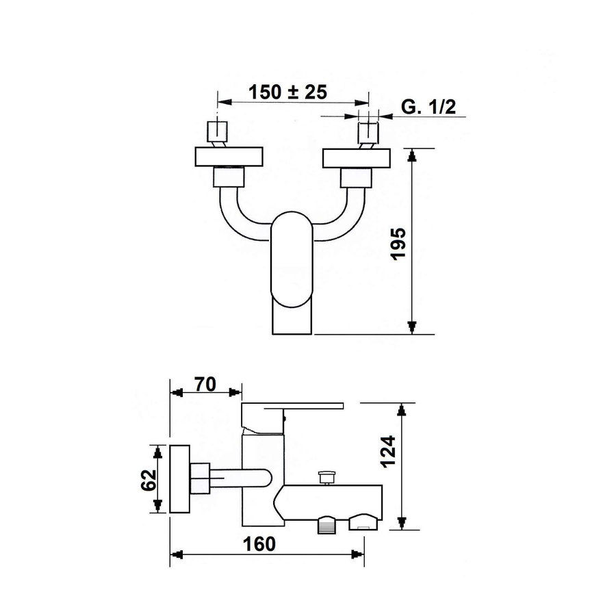 Opbouw Badkraan Sapho Dandy Mengkraan 1-hendel 16 cm Chroom