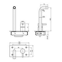 Wastafelmengkraan Inbouw Sapho Minimal 1-hendel Uitloop Gebogen 22.5 cm RVS