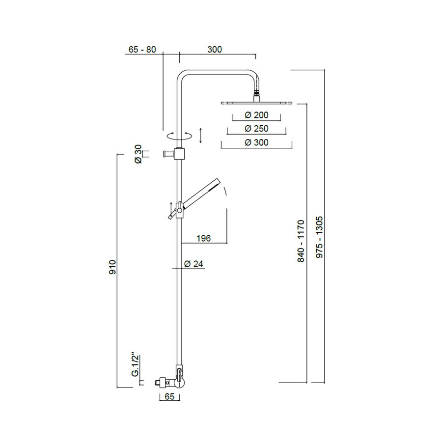 Regendouche Set Sanimex Giulini Thermostatisch Rond Ø 30cm Chroom