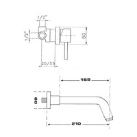 Wastafelmengkraan Inbouw Sapho Rhapsody 1-hendel Uitloop Gebogen 21 cm Chroom