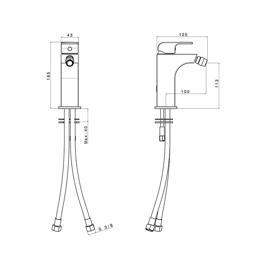 Bidetmengkraan Sapho Dimy Uitloop Recht 1-hendel 16.5 cm Chroom