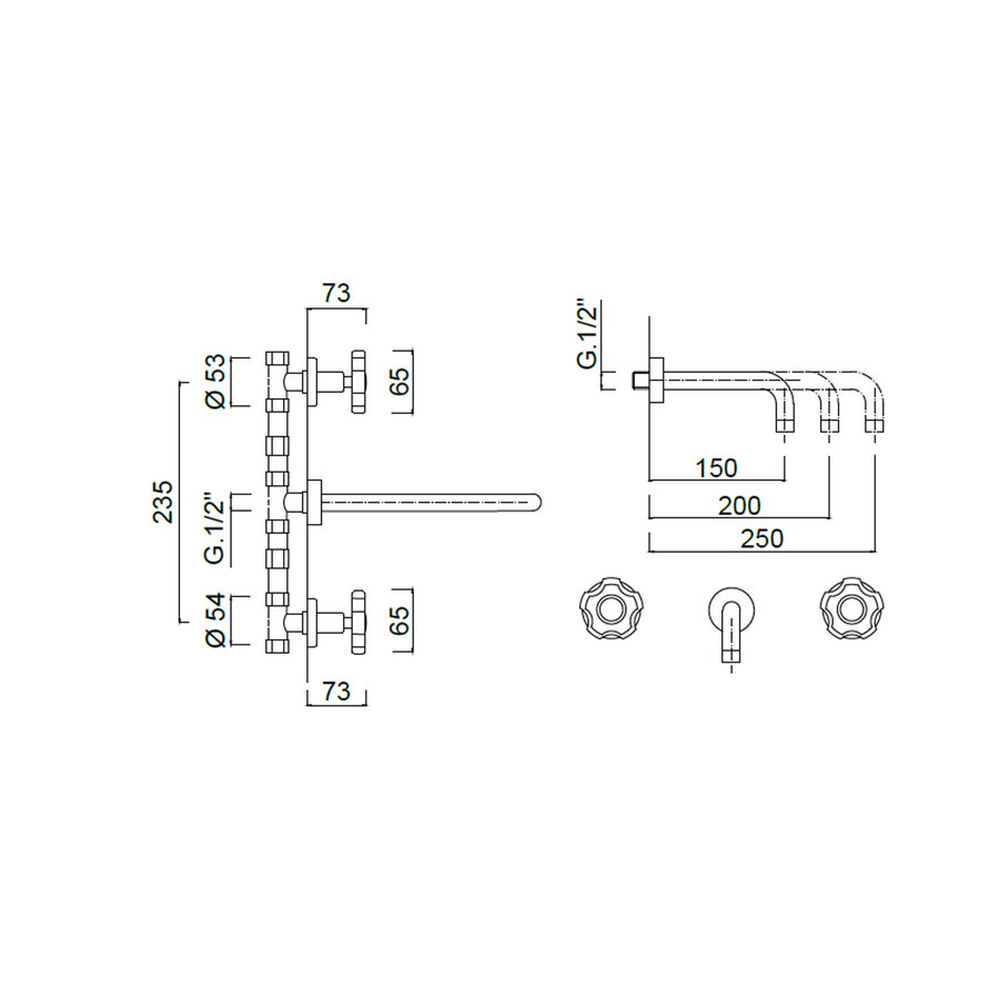 Inbouw Wastafelmengkraan Sanimex Giulini Tweeknops 25cm Inclusief G-Link Inbouwdeel Chroom