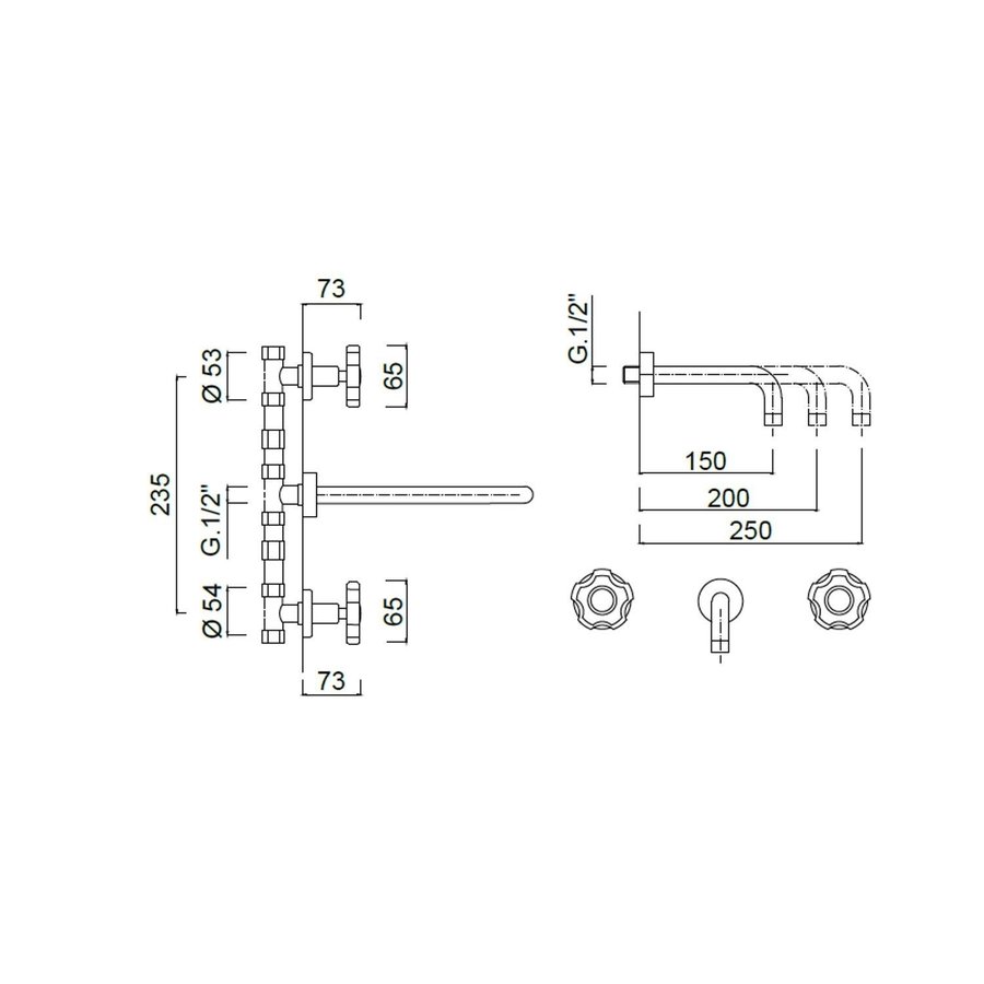 Inbouw Wastafelmengkraan Sanimex Giulini Tweeknops 20cm Inclusief G-Link Inbouwdeel Mat Wit