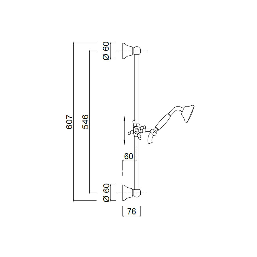 Glijstangset Sanimex Giulini Kruisgreep Stang 60cm Chroom