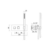 Inbouw Douchekraan Sanimex Giulini Thermostatisch 1-Uitgang Vierkant Incl. Handdouche En BOX Inbouwdeel Mat Wit