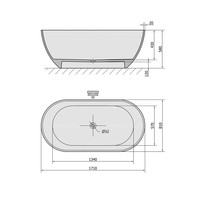 Vrijstaand Bad Sapho Reduta Marmer 170x80x58 cm Wit