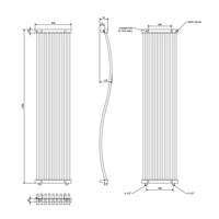 Designradiator Sapho Onda Gebogen 40x170cm 425W Chroom
