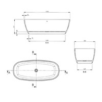 Vrijstaand Bad BWS Solid Surface 175x78x55 cm Mat Wit