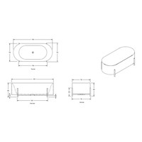 Vrijstaand Bad BWS Solid Surface 162x78x55 cm Mat Wit