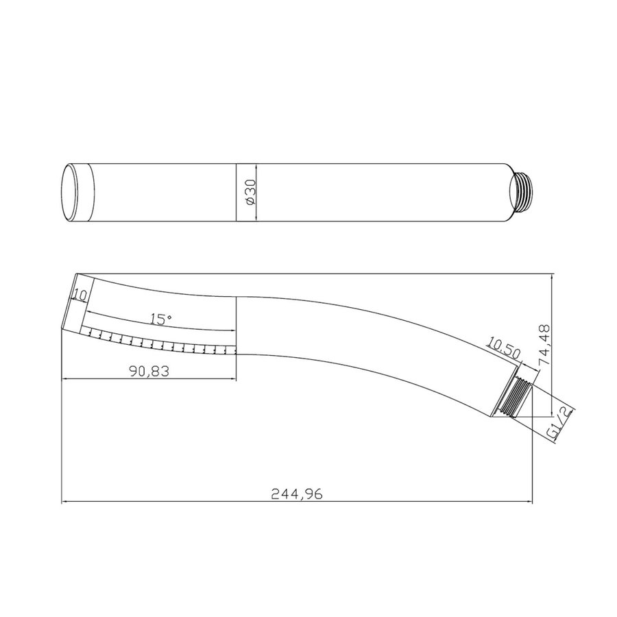 Losse Handdouche Sapho 1-stand Regen Gebogen 24.5 cm Chroom