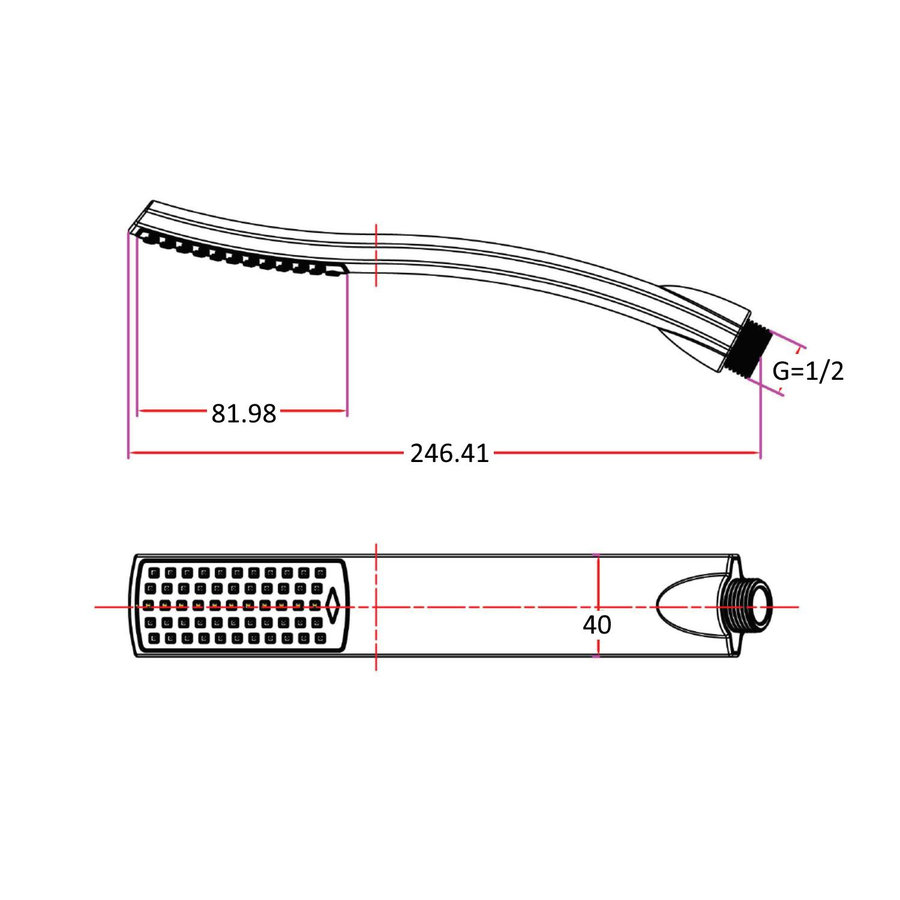 Losse Handdouche Sapho 1-stand Regen Gebogen 24.6 cm Chroom