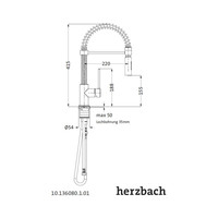 Keukenmengkraan Herzbach Design New 1-Gats Uittrekbare Uitloop Chroom