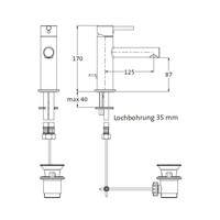 Wastafelmengkraan 1-Gats Herzbach Design New Chroom (met waste)