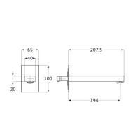 Wanduitloop Herzbach Design Neo Castell Vierkant Chroom 20,7 cm