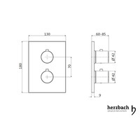 Inbouw Thermostaatkraan Herzbach Living Rechthoek Veiligheidsbegrenzer Chroom (ronde hendels)