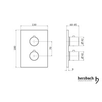 Inbouw Thermostaatkraan Herzbach Living Rechthoek 2-Weg Omstel Chroom (ronde hendels)