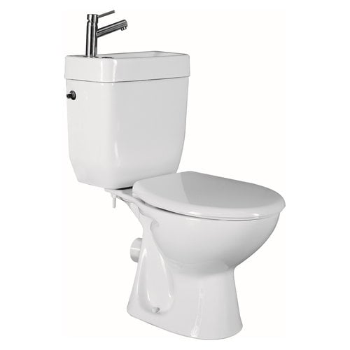 Toilet met Ingebouwde Fontein Keramiek Wit (incl kraan en afvoer) 
