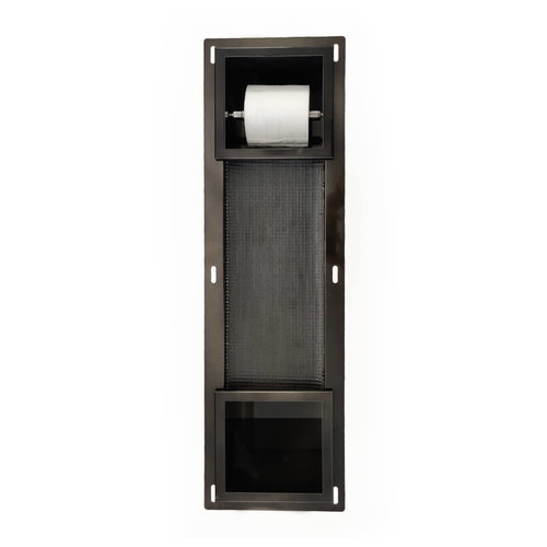 Inbouw Toiletrolhouder AQS met Reserve Rolhouder RVS Black Chrome 